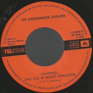 De Groningse Zusjes - Vaarwel, Dat Zal Ik Nooit Vergeten - Afbeelding 2