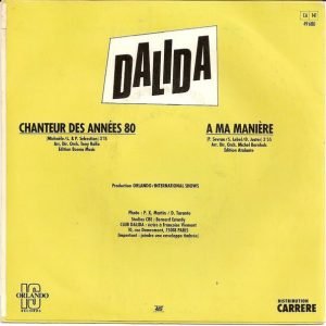 Dalida - Chanteur Des Années 80 / A Ma Manière - Afbeelding 2