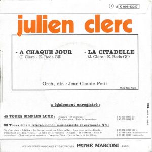 Julien Clerc - À Chaque Jour / La Citadelle - Afbeelding 2