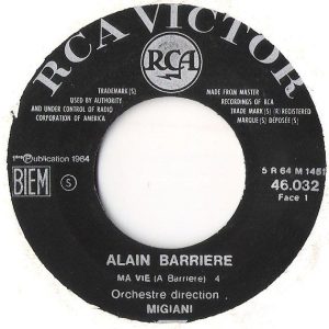 Alain Barrière - Ma Vie / Un Eté - Afbeelding 3