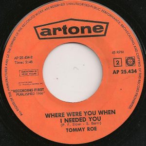 Tommy Roe - Hooray For Hazel / Where Were You When I Needed You - Afbeelding 4