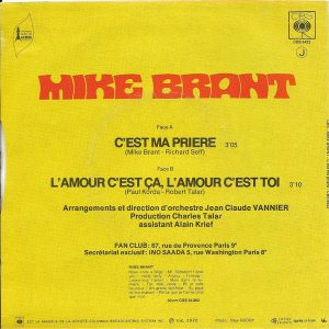 Mike Brant - C'est Ma Prière - Afbeelding 2