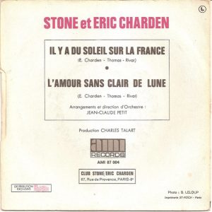 Stone Et Eric Charden - Il Y A Du Soleil Sur La France - Afbeelding 2