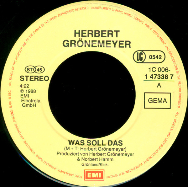 Herbert Grönemeyer - Was Soll Das 3 Herbert Grönemeyer - Was Soll Das