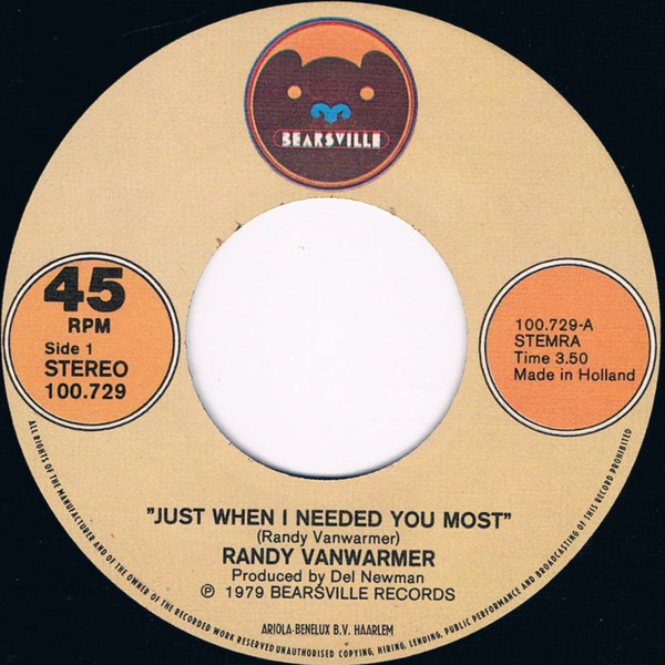 Randy Vanwarmer - Just When I Needed You Most 3 Randy Vanwarmer - Just When I Needed You Most