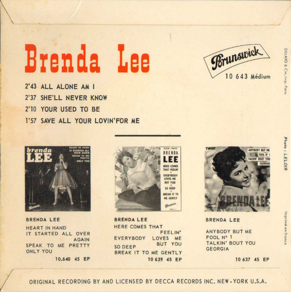 Brenda Lee - All Alone Am I - C'Est Joli La Mer 2 Brenda Lee - All Alone Am I - C'Est Joli La Mer