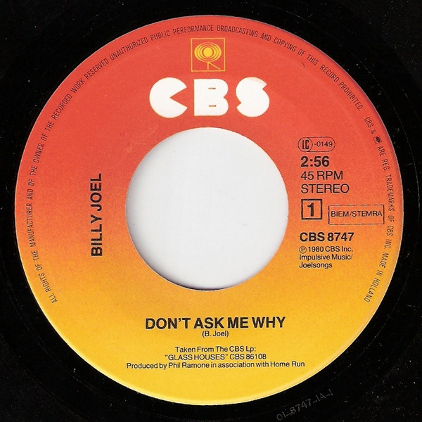 Billy Joel - Don't Ask Me Why 4 Billy Joel - Don't Ask Me Why