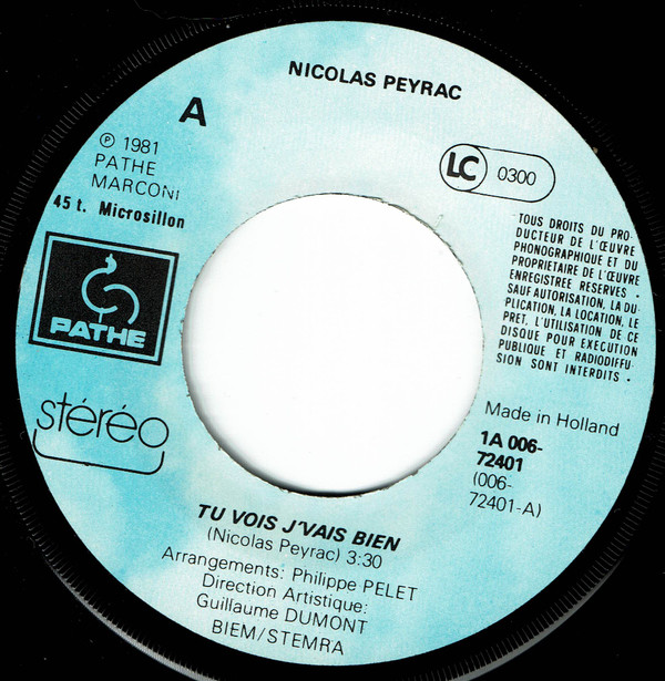 Nicolas Peyrac - Tu Vois J'Vais Bien 3 Nicolas Peyrac - Tu Vois J'Vais Bien