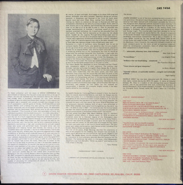 Erich Wolfgang Korngold - Sonata For Violin & Piano / 4 Pieces From 'Much Ado About Nothing' 2 Erich Wolfgang Korngold - Sonata For Violin & Piano / 4 Pieces From 'Much Ado About Nothing'