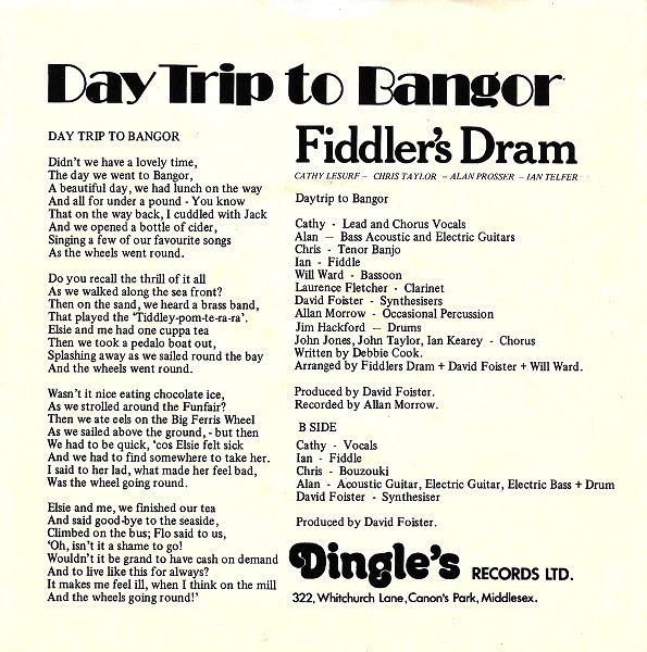 Fiddler's Dram - Daytrip To Bangor (Didn't We Have A Lovely Time) 2 Fiddler's Dram - Daytrip To Bangor (Didn't We Have A Lovely Time)