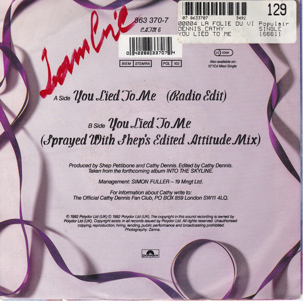 Cathy Dennis - You Lied To Me 2 Cathy Dennis - You Lied To Me