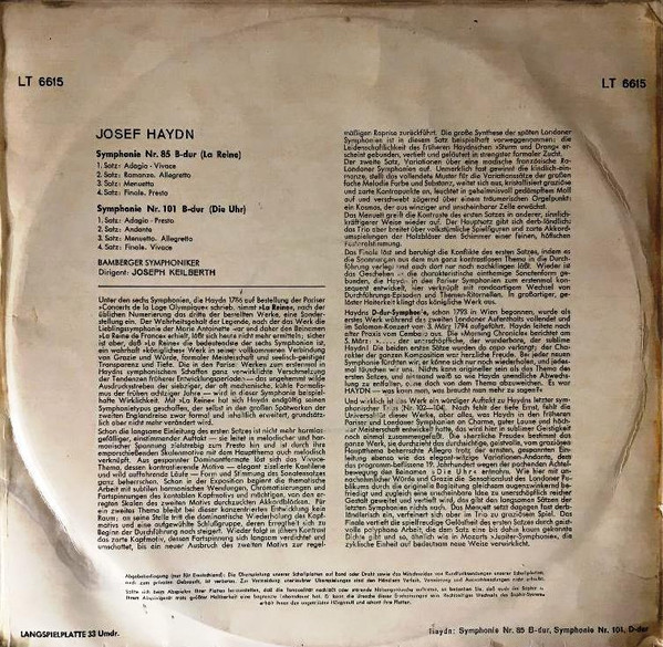 Joseph Haydn - Symphonie Nr. 85 B-dur La Reine / Symphonie Nr. 101 D-dur Die Uhr 2 Joseph Haydn - Symphonie Nr. 85 B-dur La Reine / Symphonie Nr. 101 D-dur Die Uhr