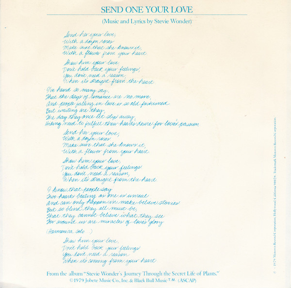 Stevie Wonder - Send One Your Love 2 Stevie Wonder - Send One Your Love