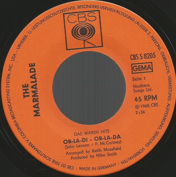 The Marmalade - Ob-La-Di - Ob-La-Da / Lovin' Things 3 The Marmalade - Ob-La-Di - Ob-La-Da / Lovin' Things