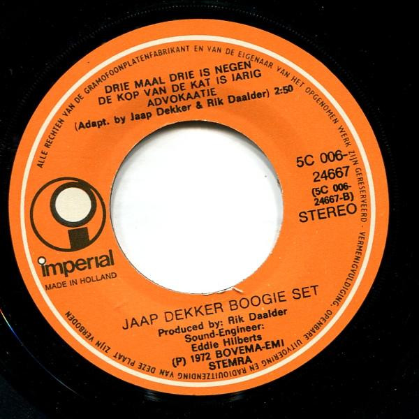 Jaap Dekker Boogie Set - In Een Groen Groen Knollenland / Roodborstje Tikt Tegen Het Raam / Drie Maal Drie Is Negen / De Kop Van De Kat Is Jarig / Advokaatje 4 Jaap Dekker Boogie Set - In Een Groen Groen Knollenland / Roodborstje Tikt Tegen Het Raam / Drie Maal Drie Is Negen / De Kop Van De Kat Is Jarig / Advokaatje