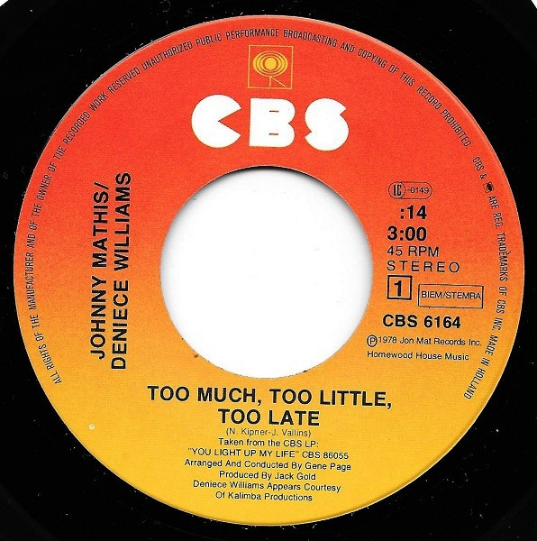 Johnny Mathis - Too Much, Too Little, Too Late 3 Johnny Mathis - Too Much, Too Little, Too Late