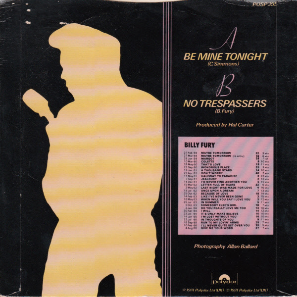 Billy Fury - Be Mine Tonight 2 Billy Fury - Be Mine Tonight