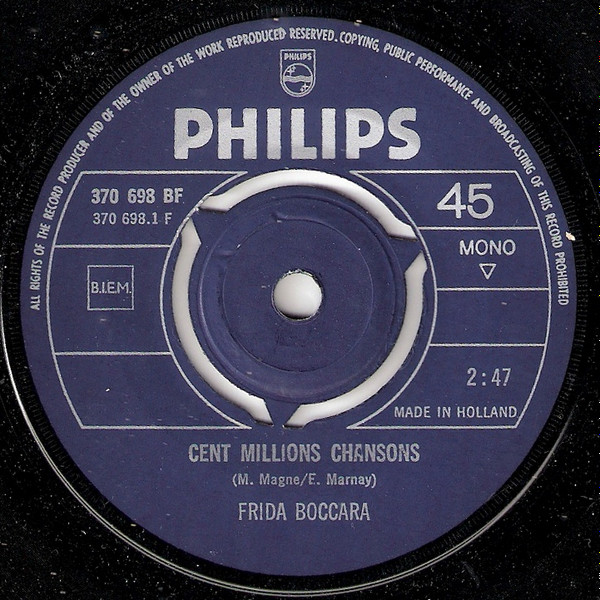 Frida Boccara - Cent Mille Chansons / Je Ne Veux Pas Te Dire Adieu 3 Frida Boccara - Cent Mille Chansons / Je Ne Veux Pas Te Dire Adieu