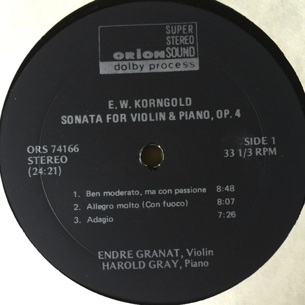 Erich Wolfgang Korngold - Sonata For Violin & Piano / 4 Pieces From 'Much Ado About Nothing' 4 Erich Wolfgang Korngold - Sonata For Violin & Piano / 4 Pieces From 'Much Ado About Nothing'
