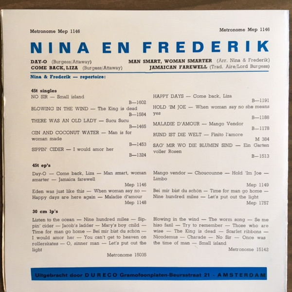 Nina & Frederik - Day-O / Come Back, Liza / Man Smart, Woman Smarter / Jamaican Farewell 2 Nina & Frederik - Day-O / Come Back, Liza / Man Smart, Woman Smarter / Jamaican Farewell