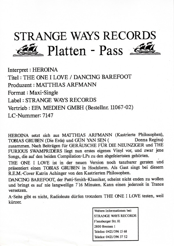 Heroina - The One I Love / Dancing Barefoot 4 Heroina - The One I Love / Dancing Barefoot