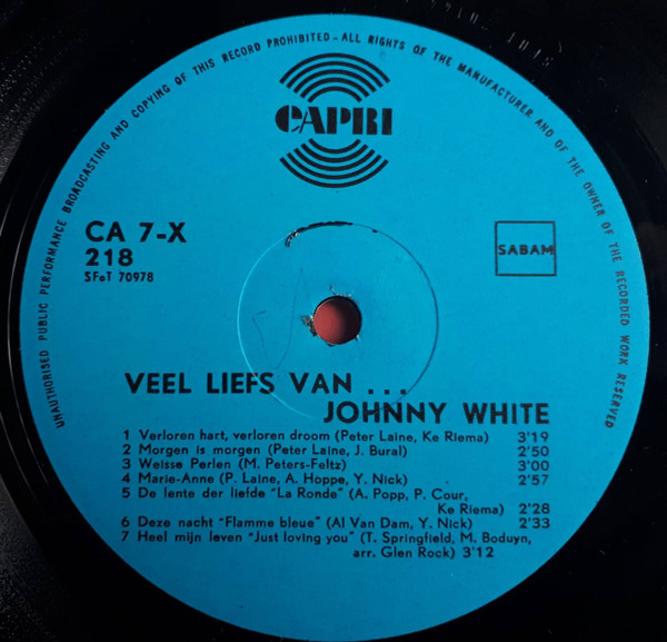 Johnny White (3) - Veel Liefs Van ... Johnny White 3 Johnny White (3) - Veel Liefs Van ... Johnny White