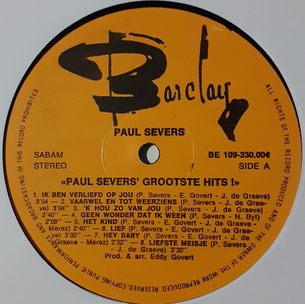 Paul Severs - Grootste Hits 3 Paul Severs - Grootste Hits