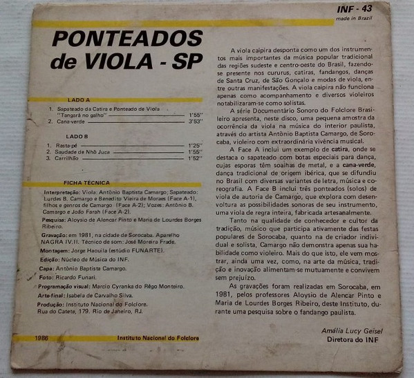 Antônio Baptista Camargo - Ponteados De Viola - SP 2 Antônio Baptista Camargo - Ponteados De Viola - SP