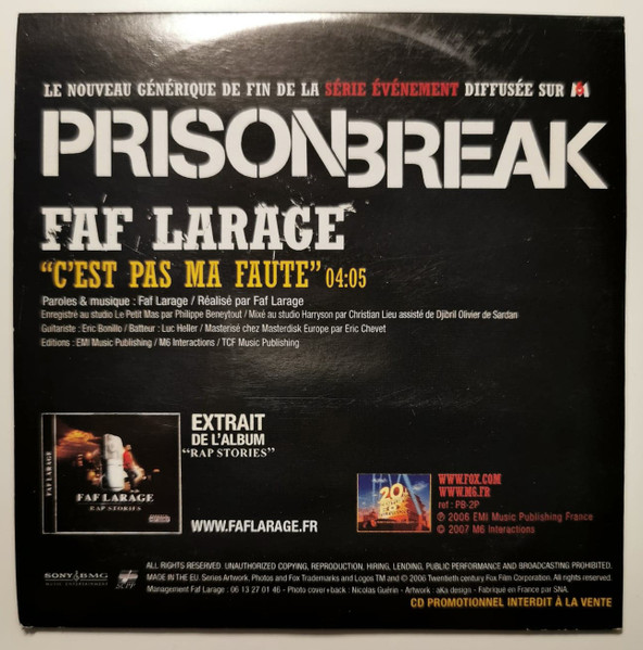 Faf Larage - C'est Pas Ma Faute (Prison Break) 2 Faf Larage - C'est Pas Ma Faute (Prison Break)