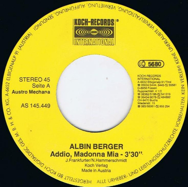 Albin Berger - Addio Madonna Mia 2 Albin Berger - Addio Madonna Mia