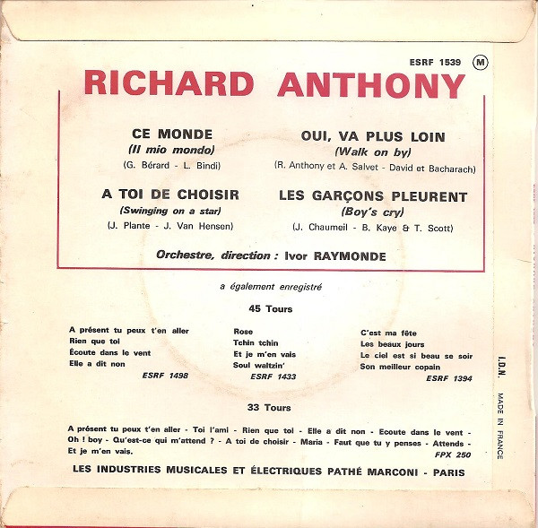 Richard Anthony (2) - Ce Monde 2 Richard Anthony (2) - Ce Monde