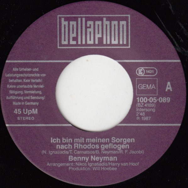 Benny Neyman - Ich Bin Mit Meinen Sorgen Nach Rhodos Geflogen 3 Benny Neyman - Ich Bin Mit Meinen Sorgen Nach Rhodos Geflogen
